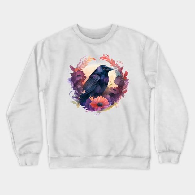 Raven Floral Crewneck Sweatshirt by Mixtgifts